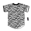 Graffiti White And Black Print Pattern Baseball Jersey-grizzshop