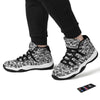 Graffiti White And Black Print Pattern Black Bball Shoes-grizzshop