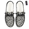 Graffiti White And Black Print Pattern Black Loafers-grizzshop