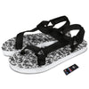 Graffiti White And Black Print Pattern Black Open Toe Sandals-grizzshop