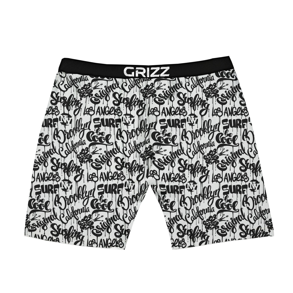 Graffiti White And Black Print Pattern Boxer Briefs-grizzshop