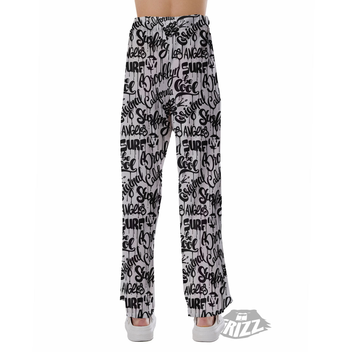 Graffiti White And Black Print Pattern Pajama Pants-grizzshop