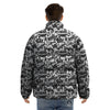 Graffiti White And Black Print Pattern Puffer Jacket-grizzshop