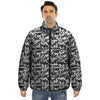 Graffiti White And Black Print Pattern Puffer Jacket-grizzshop