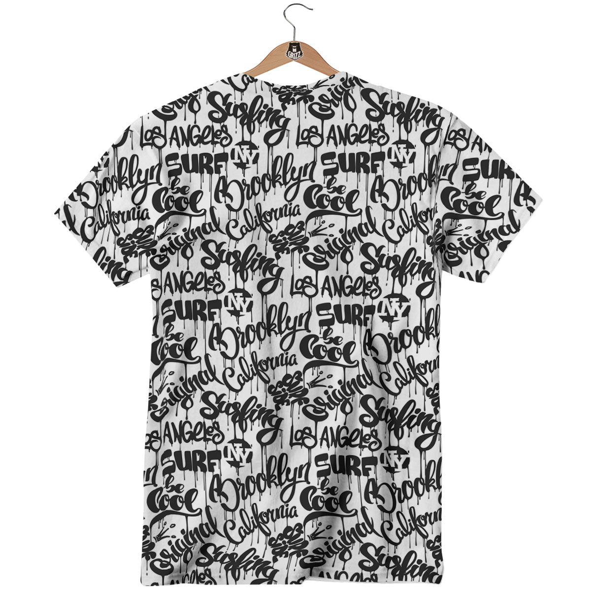 Graffiti White And Black Print Pattern T-Shirt-grizzshop