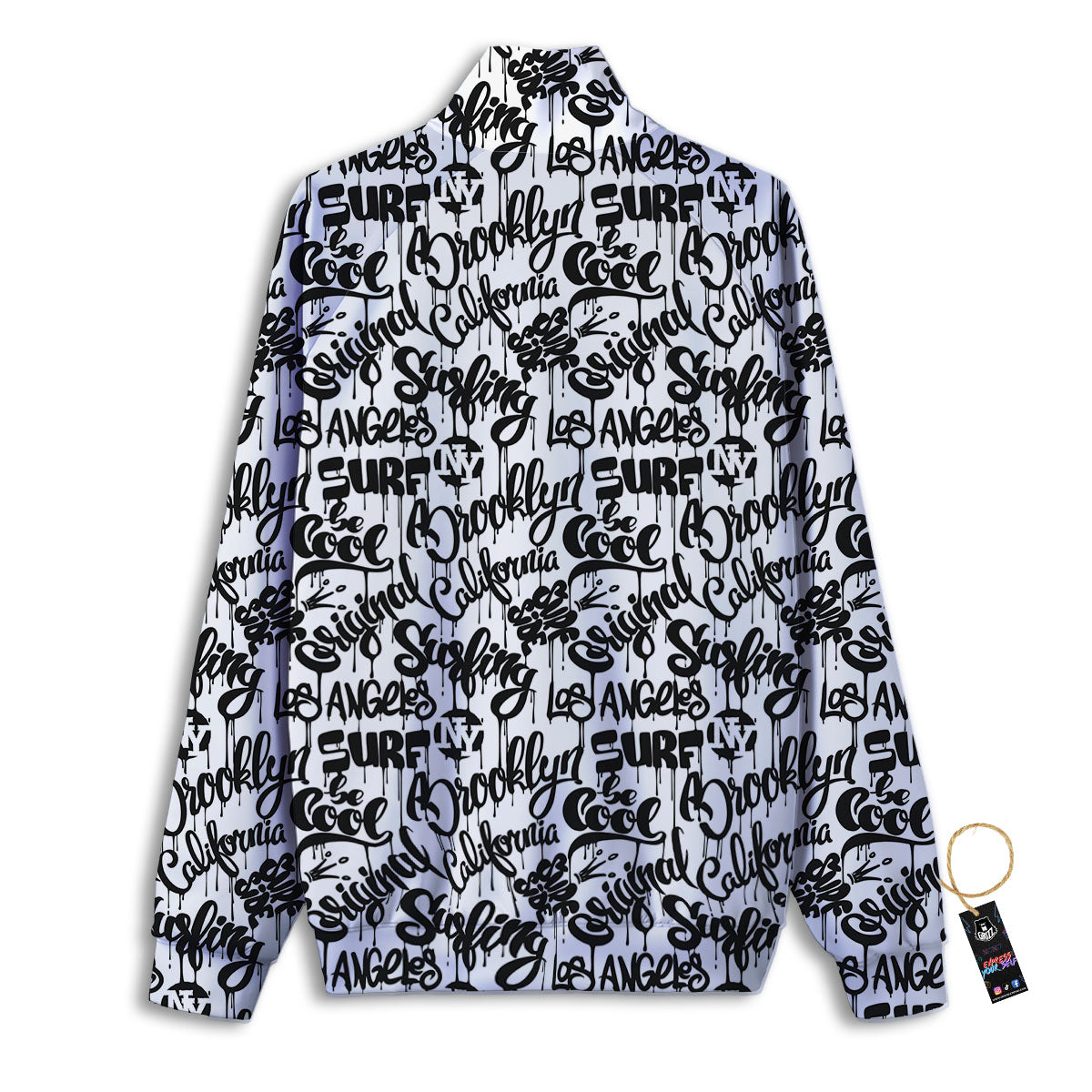 Graffiti White And Black Print Pattern Track Jacket-grizzshop