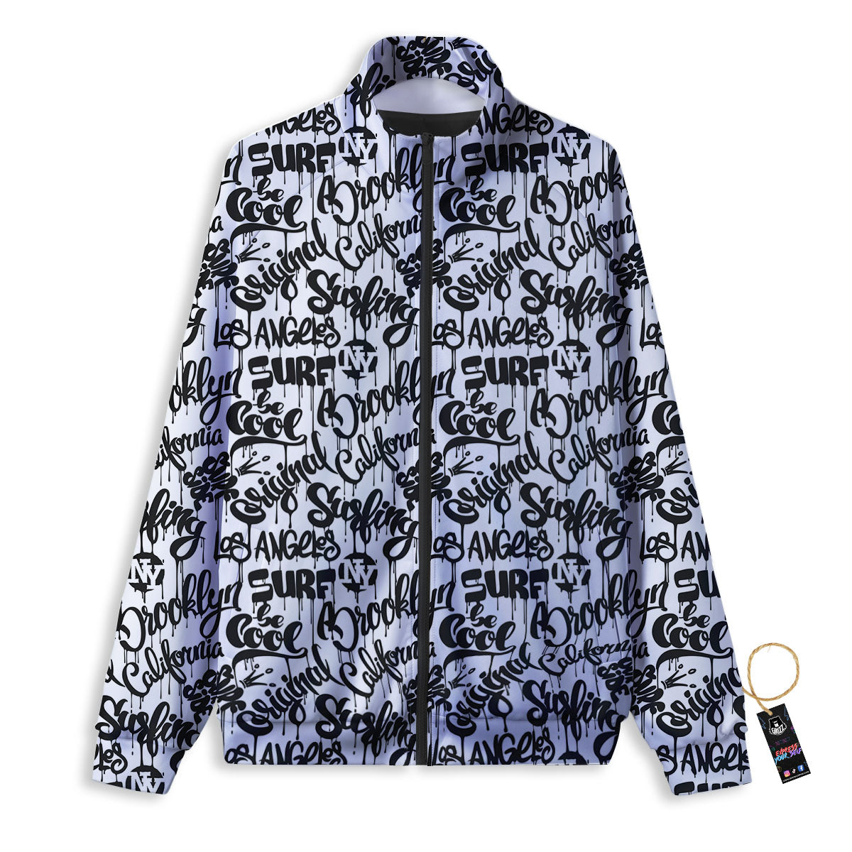 Graffiti White And Black Print Pattern Track Jacket-grizzshop