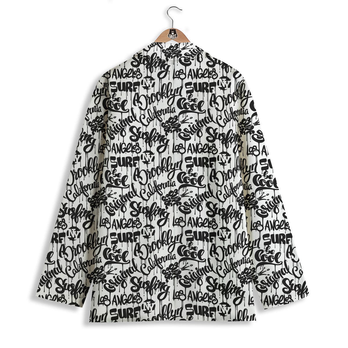 Graffiti White And Black Print Pattern Women's Blazer-grizzshop