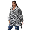 Graffiti White And Black Print Pattern Women's Sherpa Jacket-grizzshop