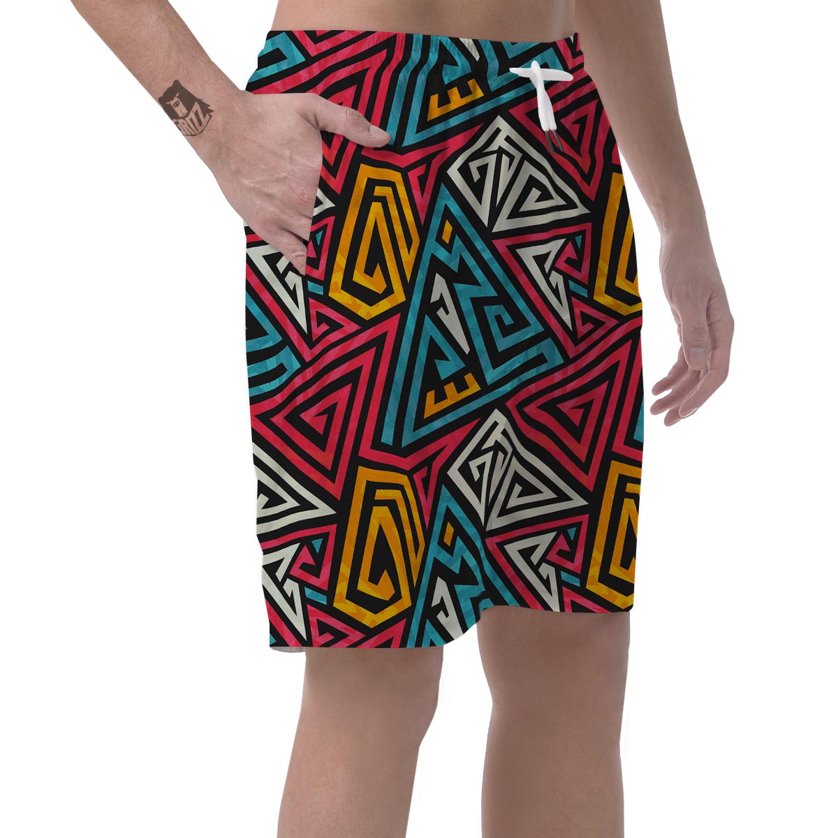 Graffiti geometric seamless pattern Men's Shorts-grizzshop