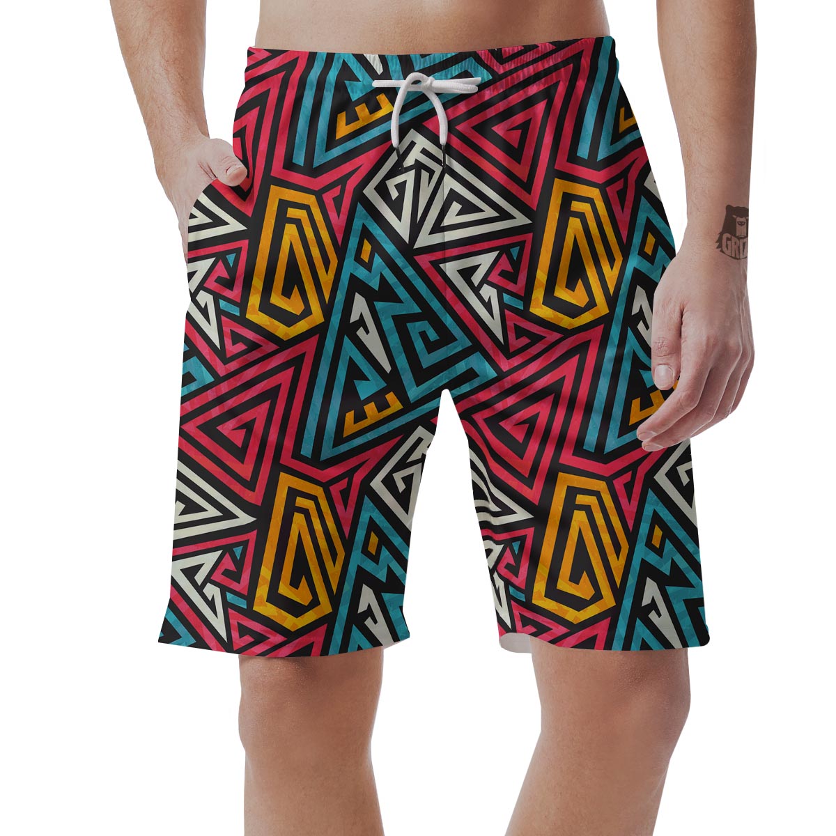 Graffiti geometric seamless pattern Men's Shorts-grizzshop