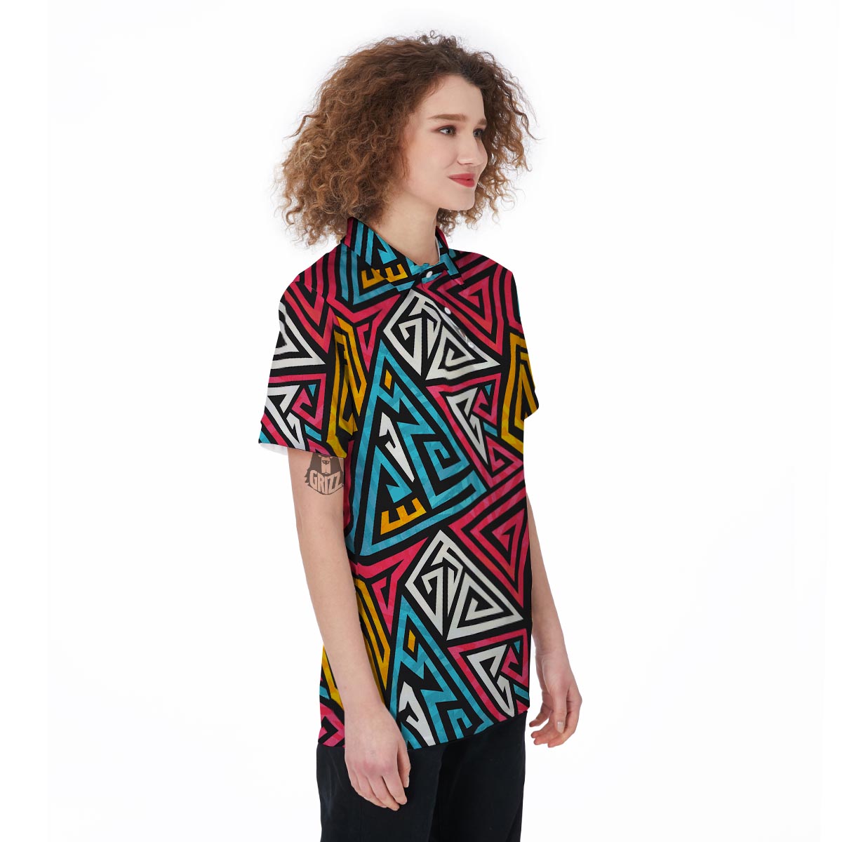 Graffiti geometric seamless pattern Women's Golf Shirts-grizzshop