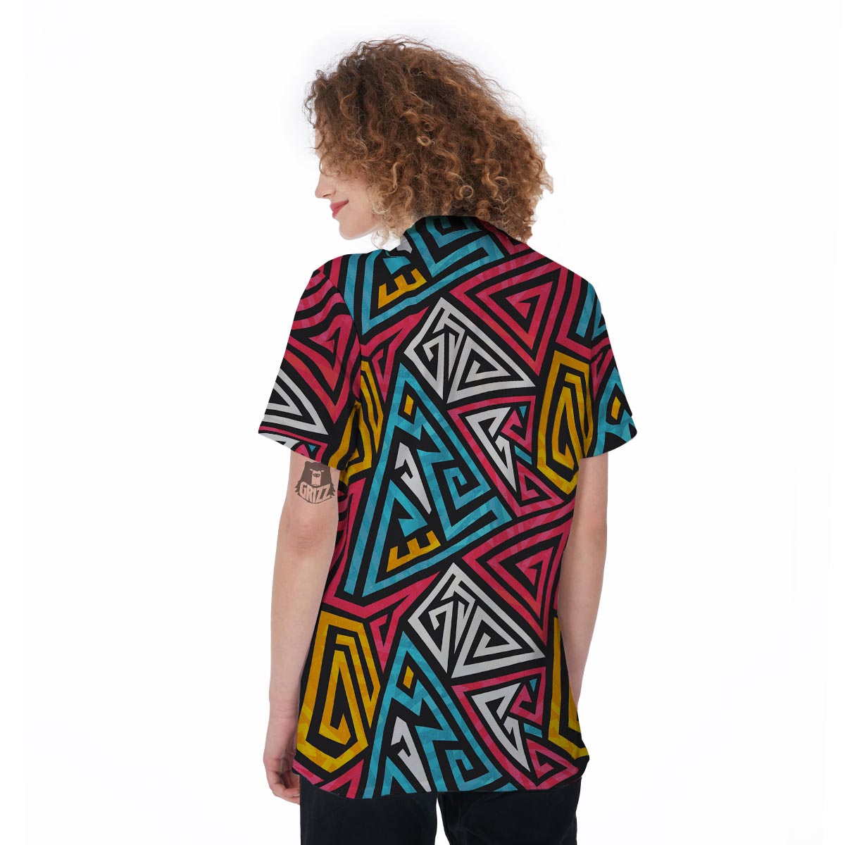 Graffiti geometric seamless pattern Women's Golf Shirts-grizzshop