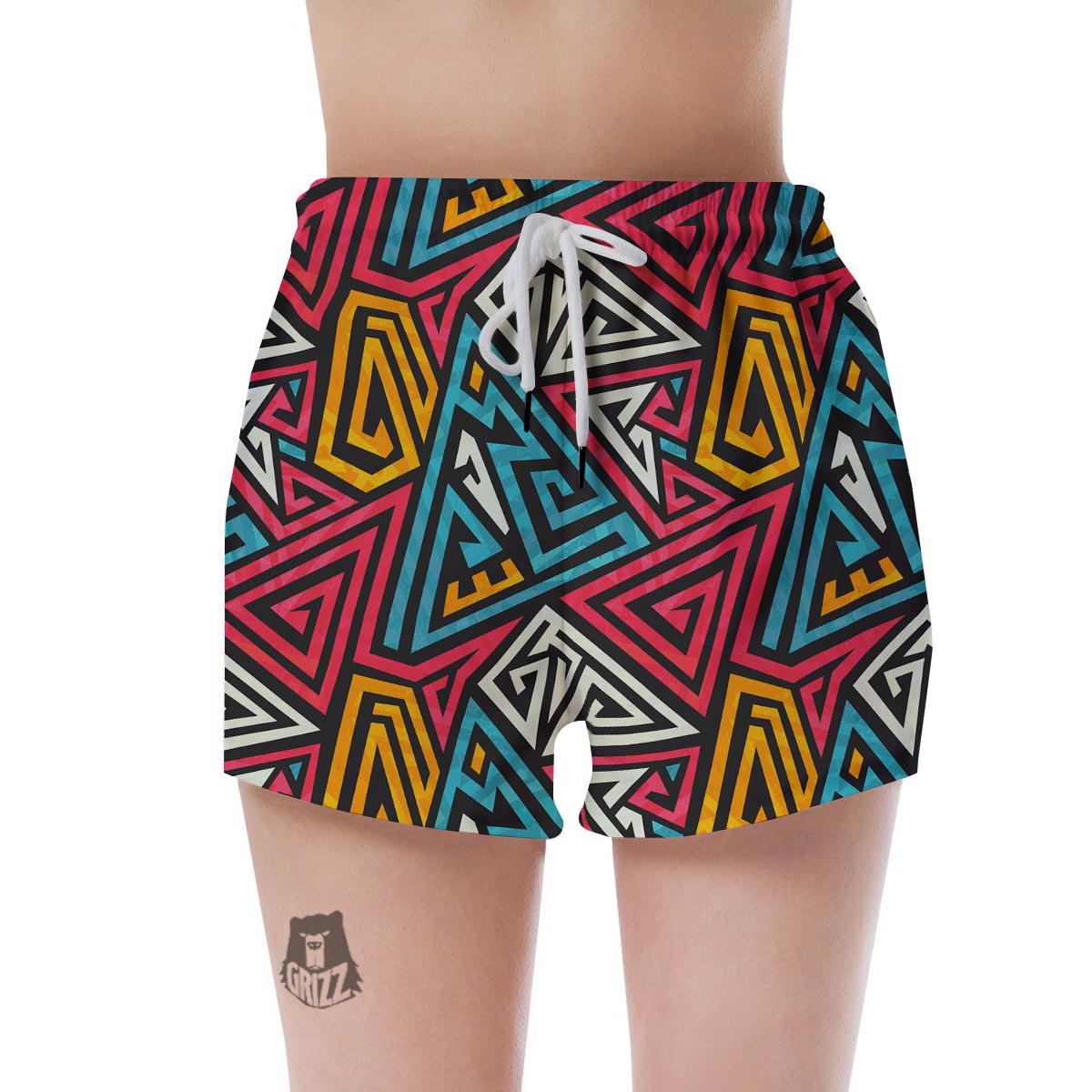 Graffiti geometric seamless pattern Women's Shorts-grizzshop