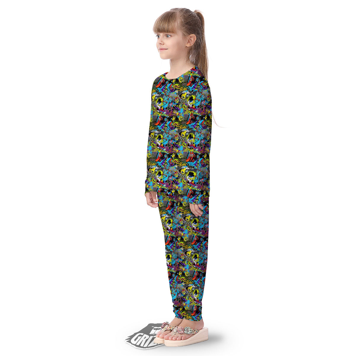 Graffiti Funky Print Pattern Kid's Pajamas-grizzshop