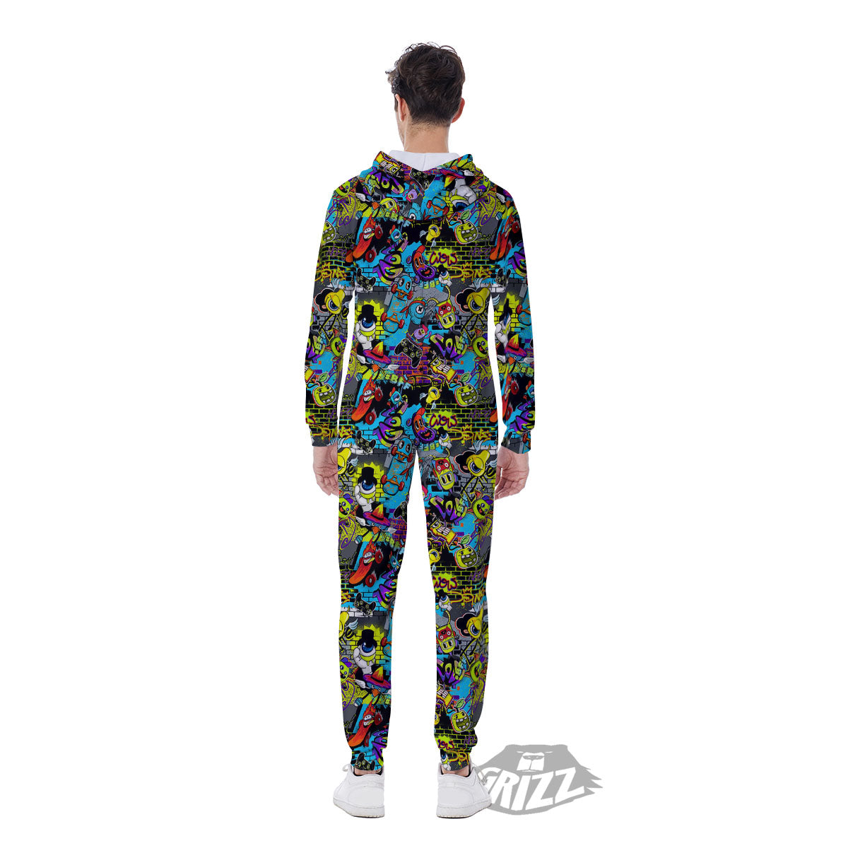 Graffiti Funky Print Pattern Men's Jumpsuit-grizzshop