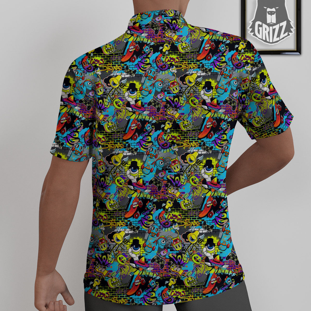 Graffiti Funky Print Pattern Untucked Shirts-grizzshop