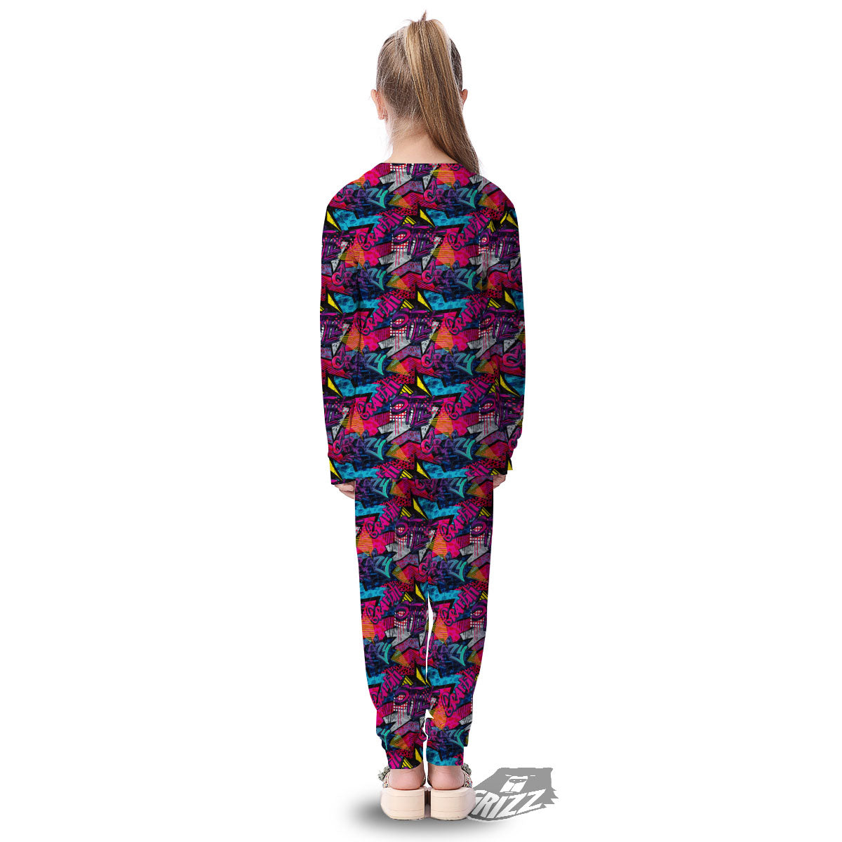 Graffiti Grunge Print Pattern Kid's Pajamas-grizzshop