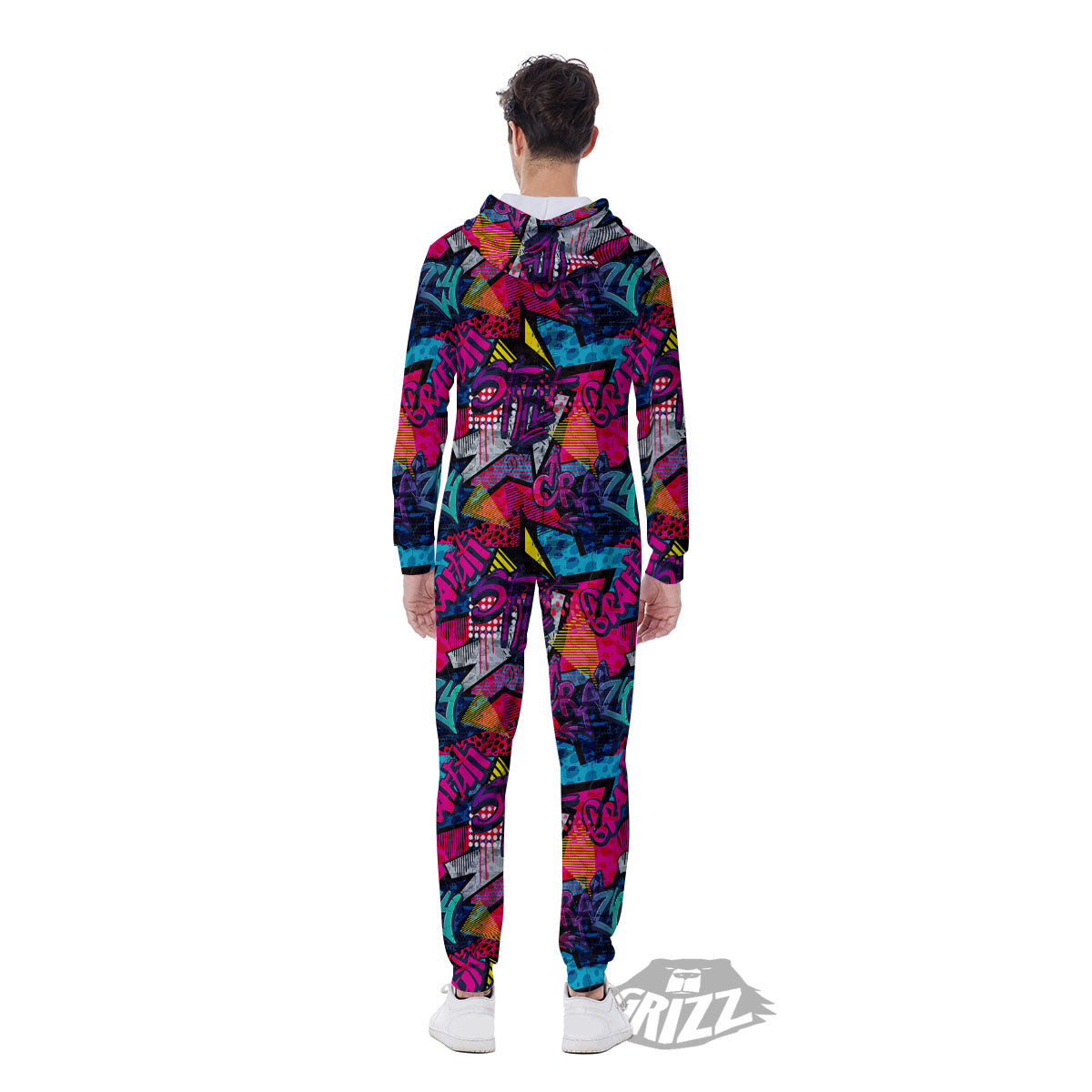 Graffiti Grunge Print Pattern Men's Jumpsuit-grizzshop