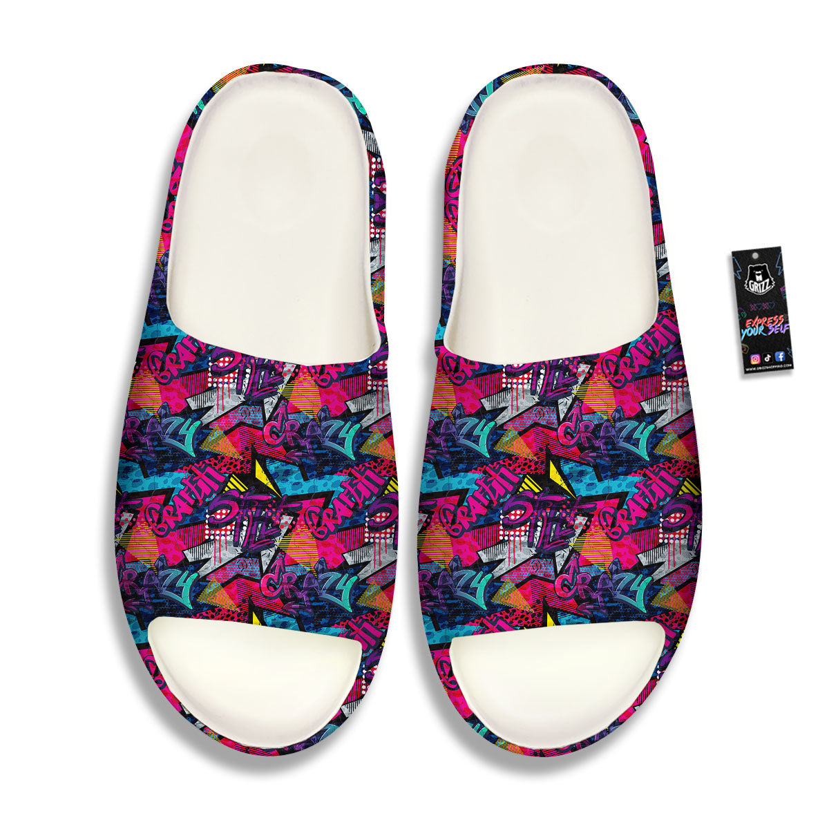 Graffiti Grunge Print Pattern Sandals-grizzshop