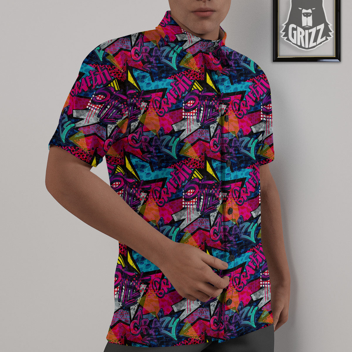 Graffiti Grunge Print Pattern Untucked Shirts-grizzshop