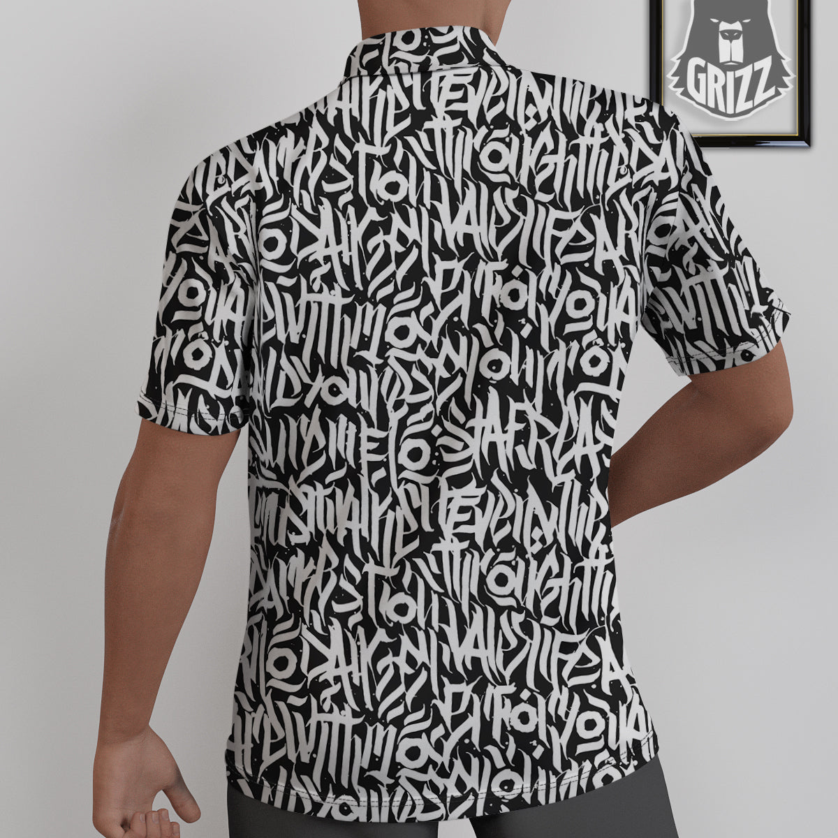 Graffiti Grunge White Text Abstract Print Untucked Shirts-grizzshop