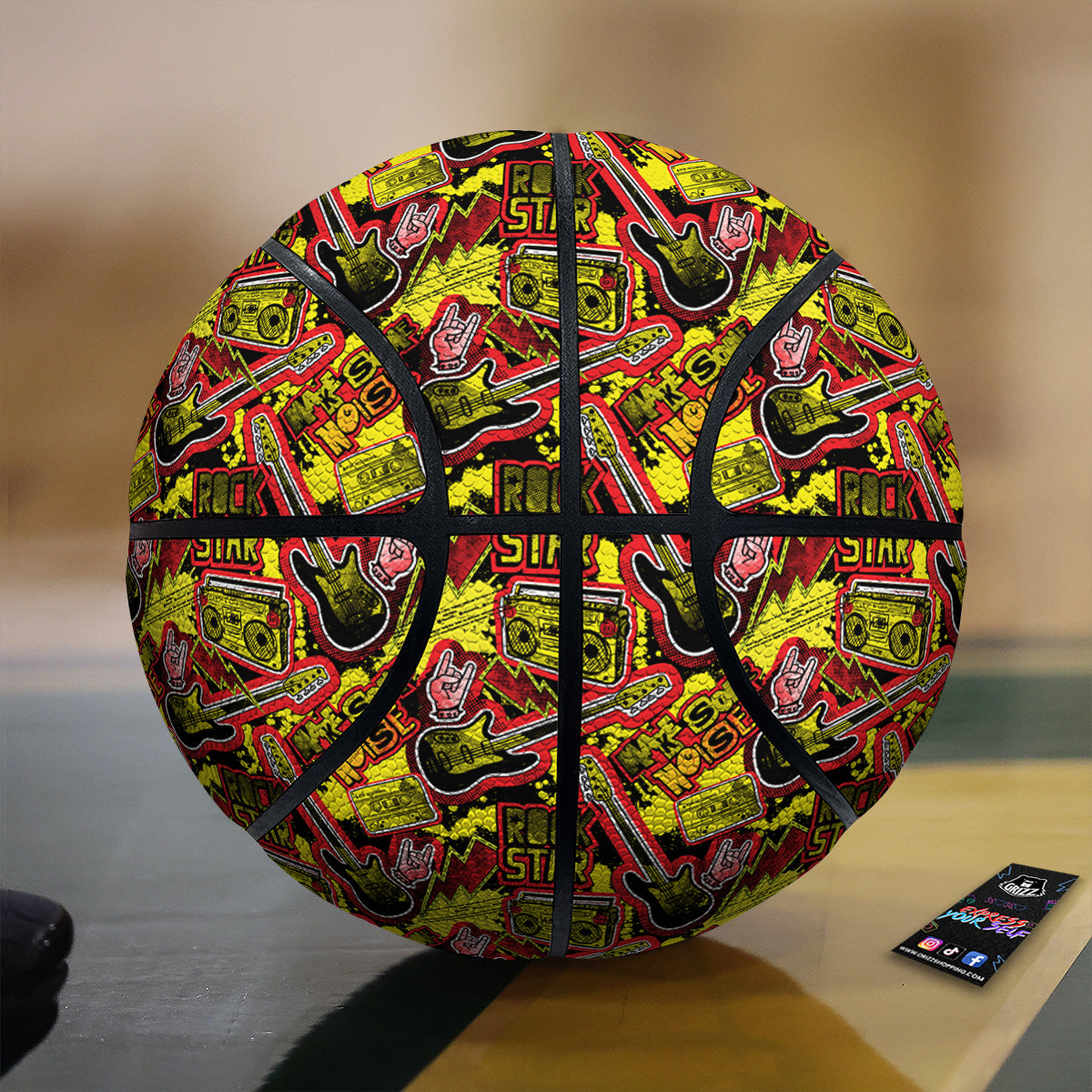 Graffiti Music Rock Star Print Pattern Basketball