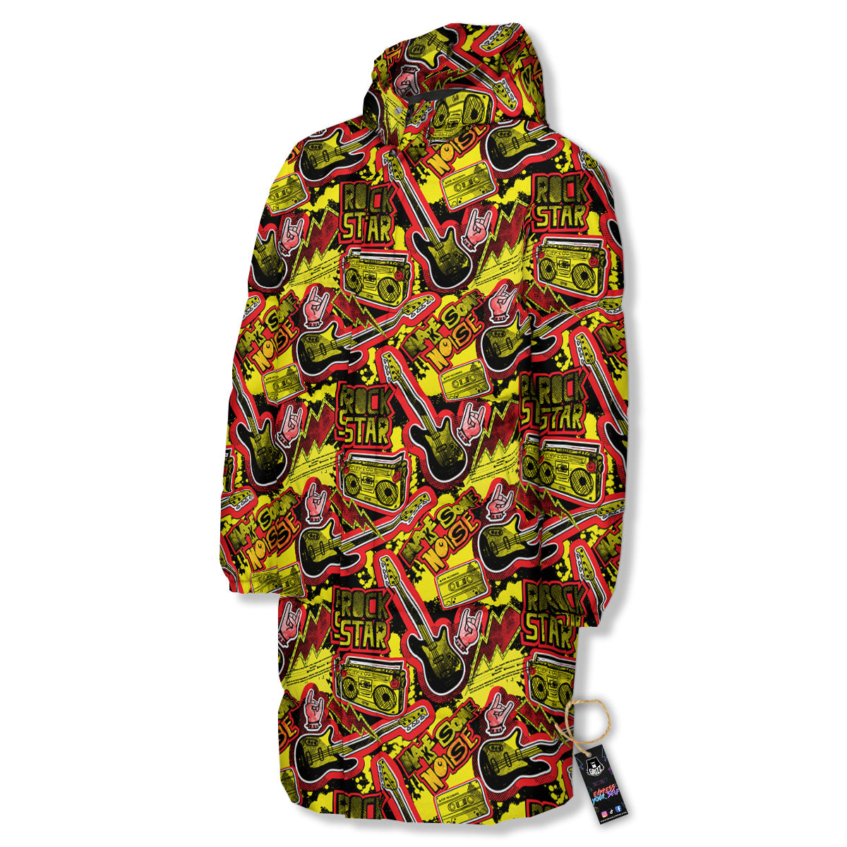 Graffiti Music Rock Star Print Pattern Long Down Jacket