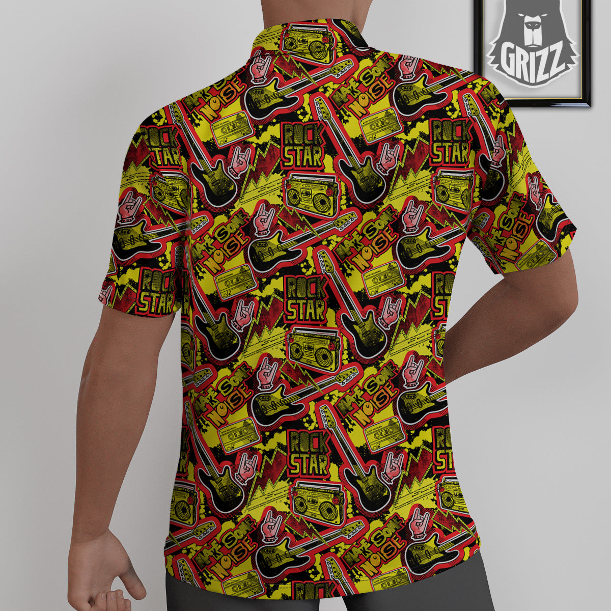 Graffiti Music Rock Star Print Pattern Untucked Shirts-grizzshop