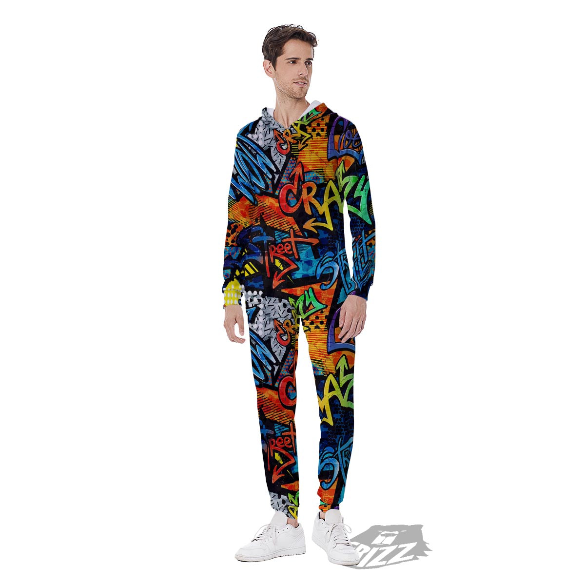 Graffiti Retro Print Pattern Men's Jumpsuit-grizzshop