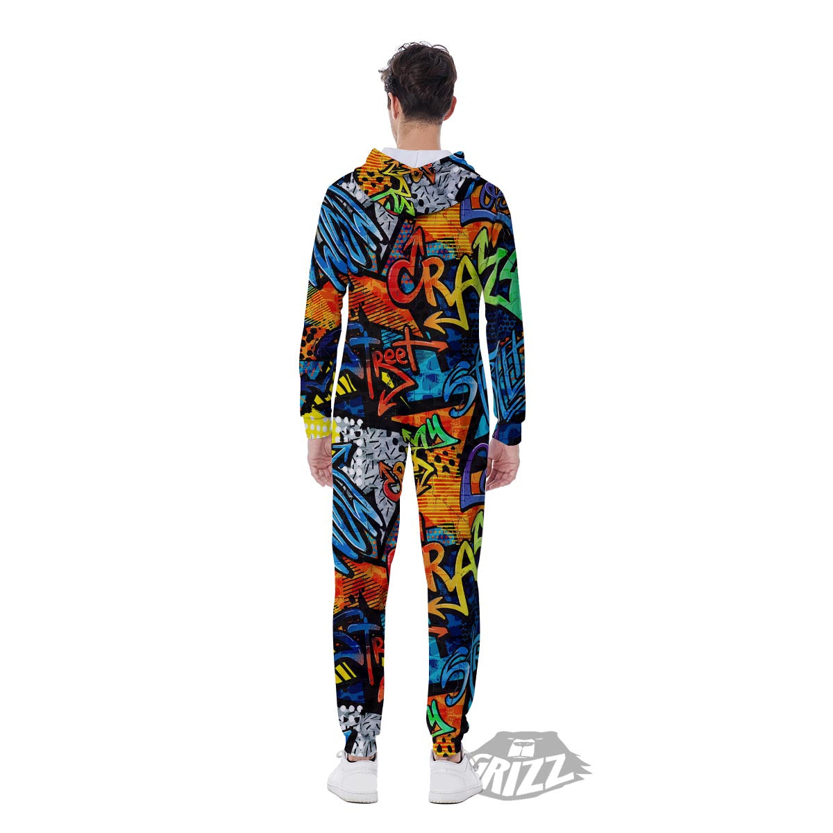 Graffiti Retro Print Pattern Men's Jumpsuit-grizzshop