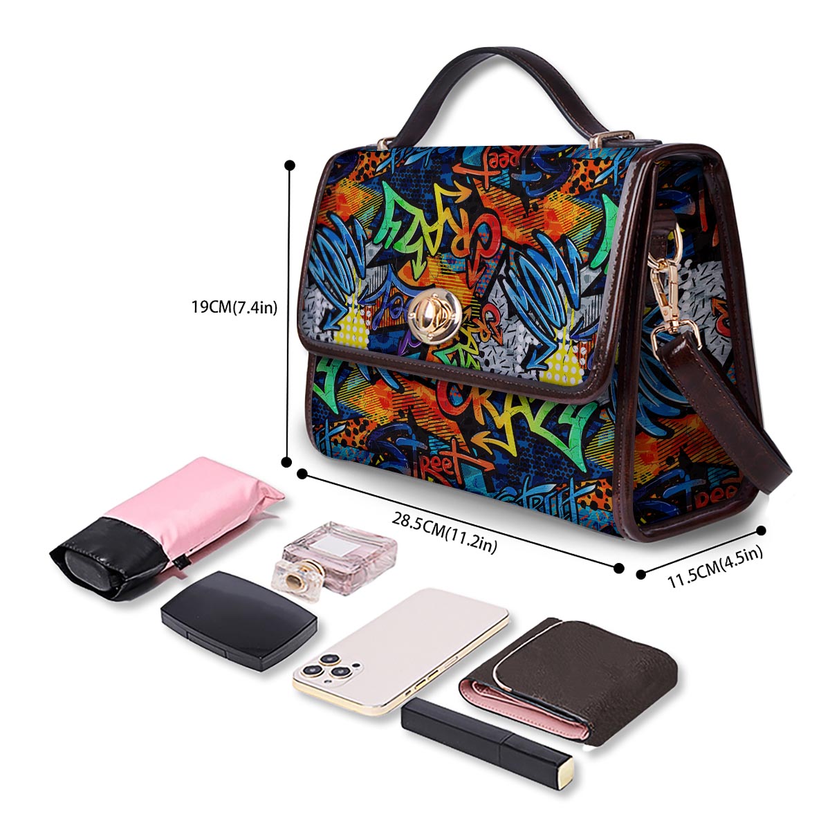 Graffiti Retro Print Pattern Women's Satchel Bag