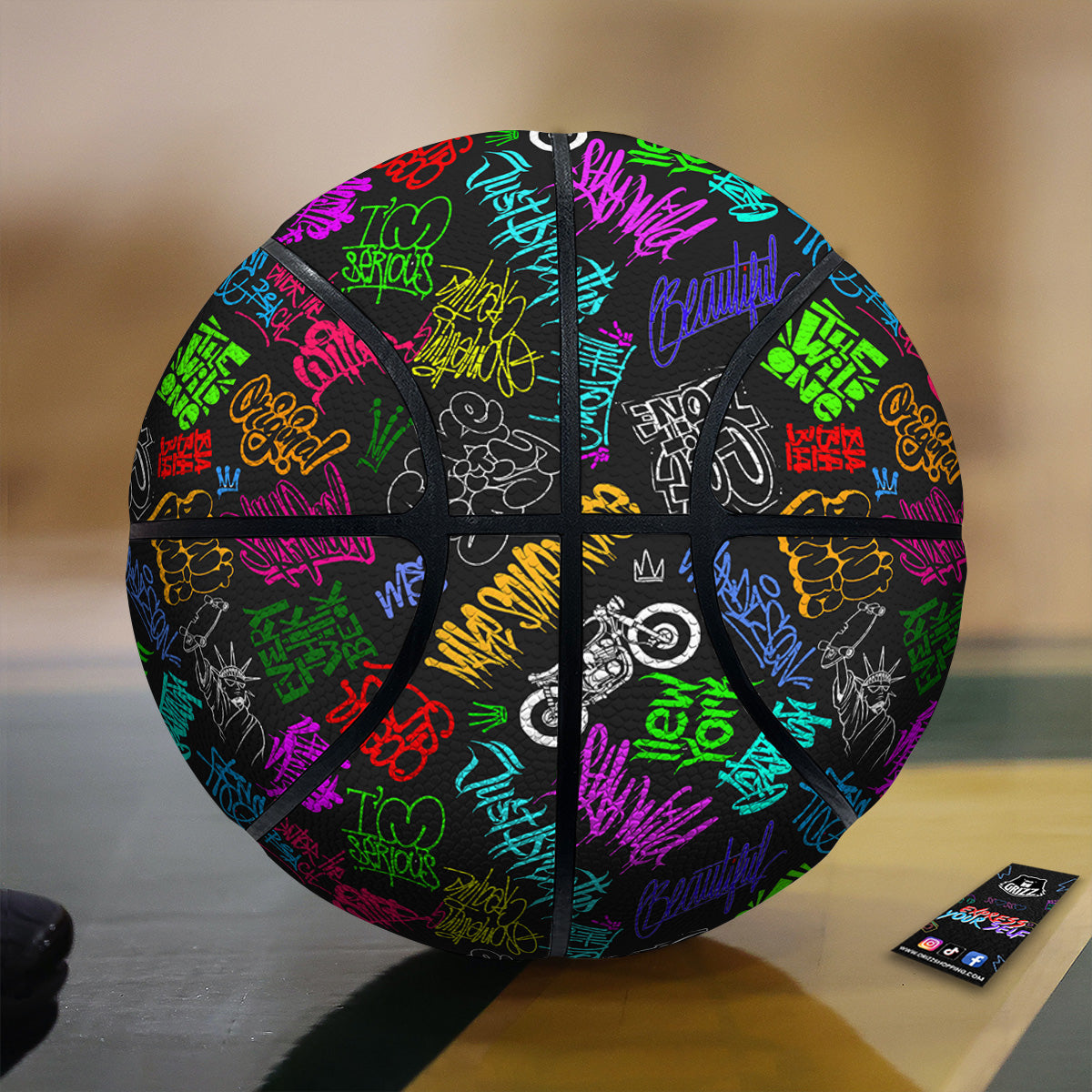 Graffiti Text Colorful Urban Elements Print Pattern Basketball