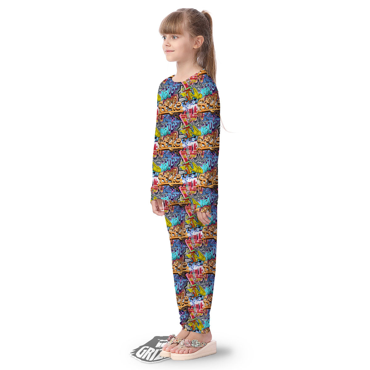 Graffiti Wall Print Kid's Pajamas-grizzshop