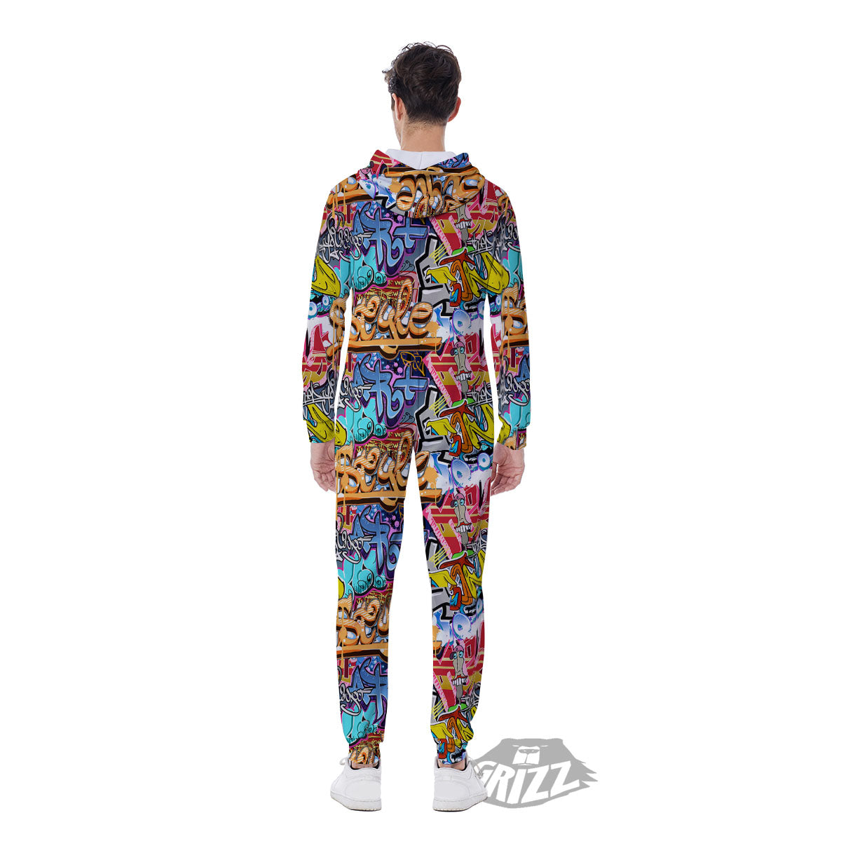 Graffiti Wall Print Men's Jumpsuit-grizzshop