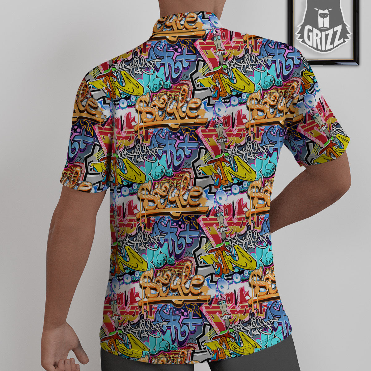 Graffiti Wall Print Untucked Shirts-grizzshop