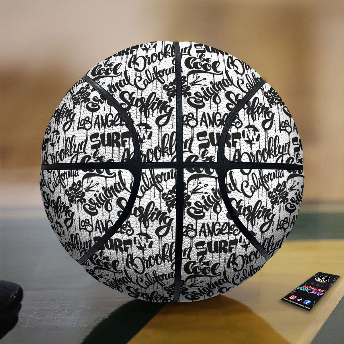 Graffiti White And Black Print Pattern Basketball