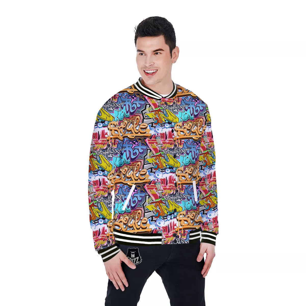 Graffity Street Art Print Pattern Baseball Jacket-grizzshop