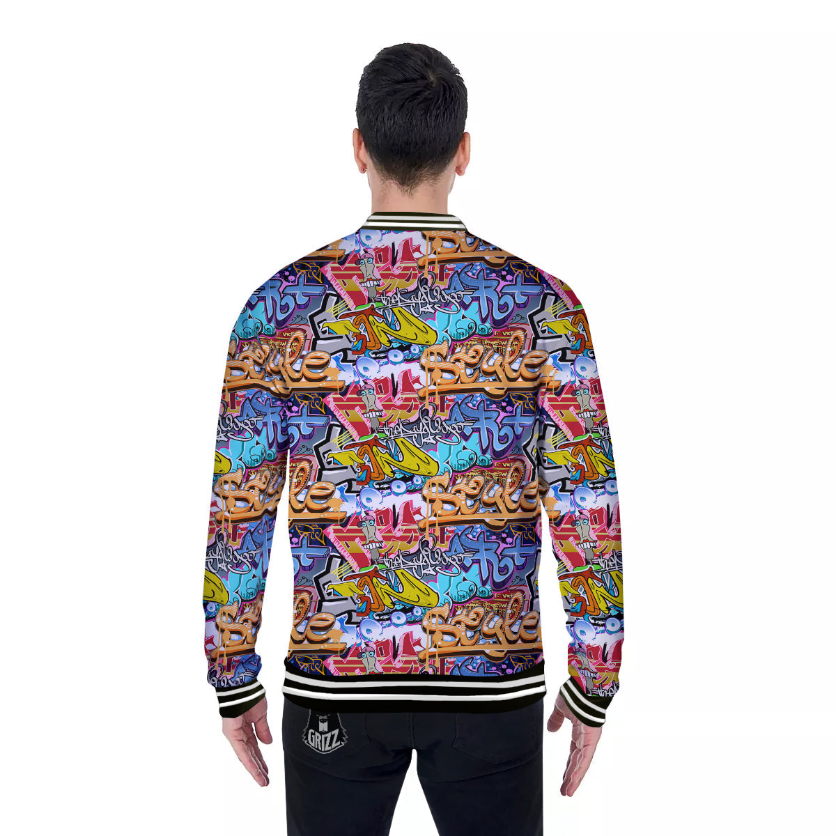 Graffity Street Art Print Pattern Baseball Jacket-grizzshop
