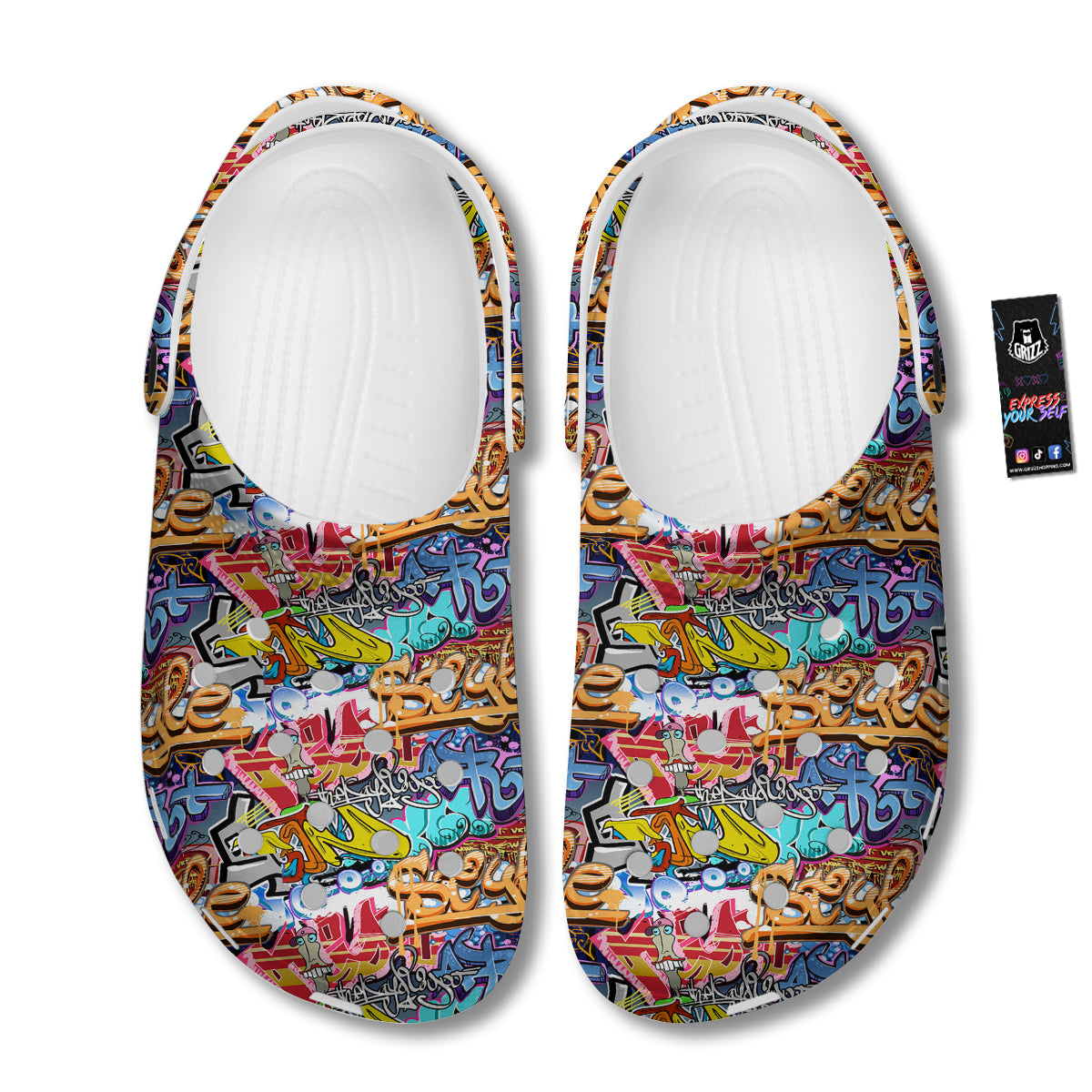 Graffity Street Art Print Pattern Clog-grizzshop