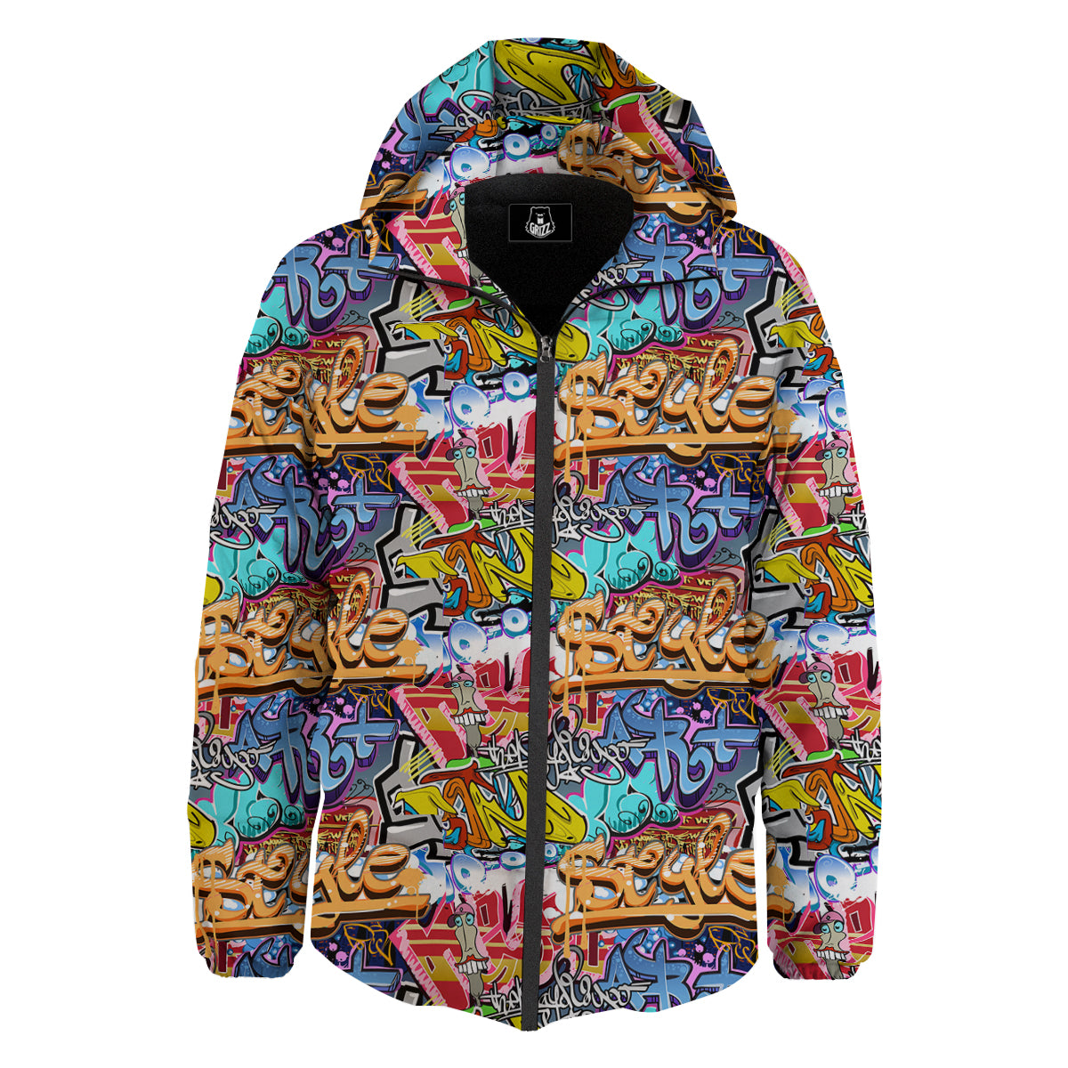 Graffity Street Art Print Pattern Down Jacket-grizzshop