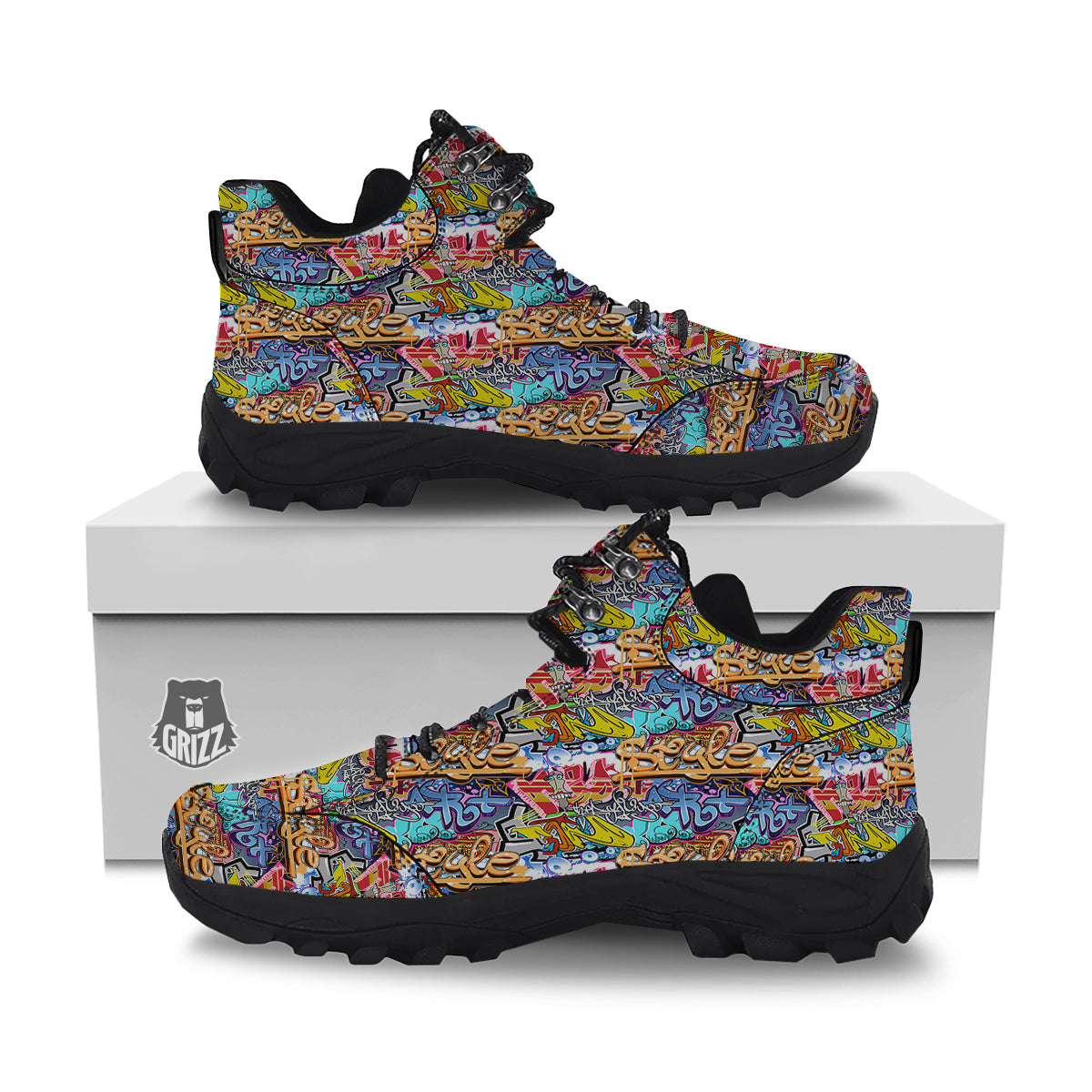 Graffity Street Art Print Pattern Hiking Shoes-grizzshop