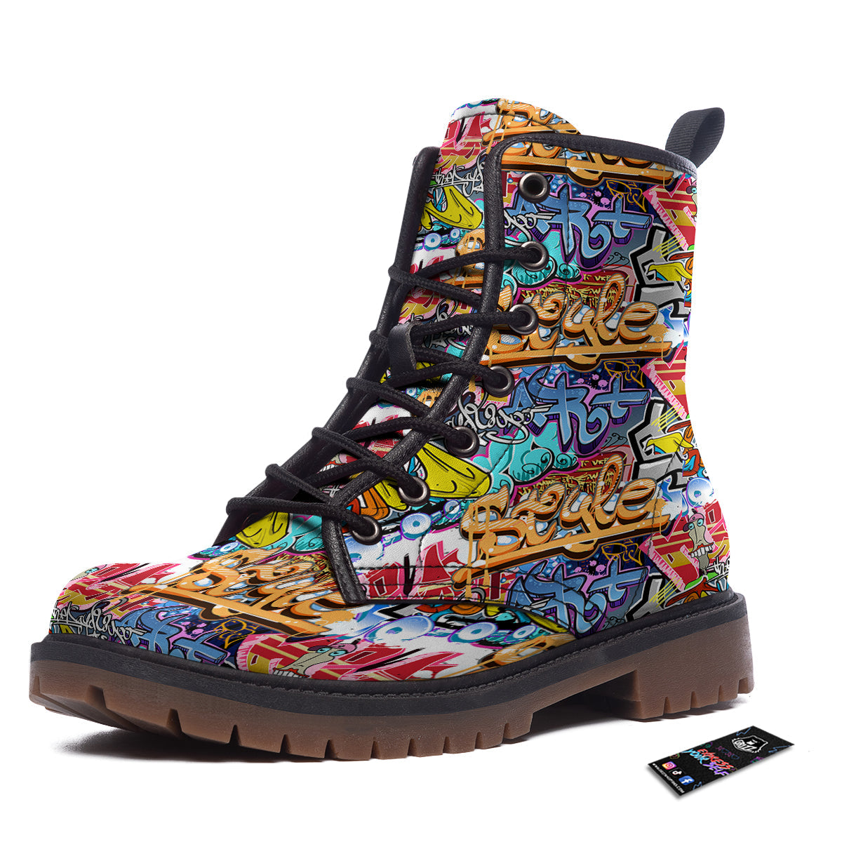 Graffity Street Art Print Pattern Work Boots-grizzshop