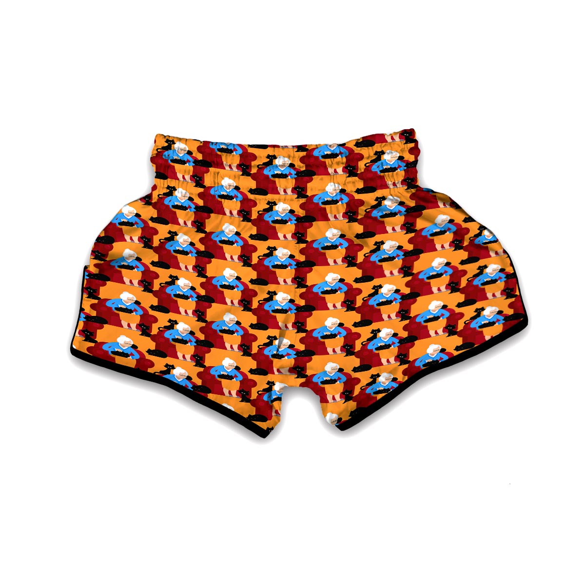 Grandma Nana Cat Pattern Print Muay Thai Boxing Shorts-grizzshop