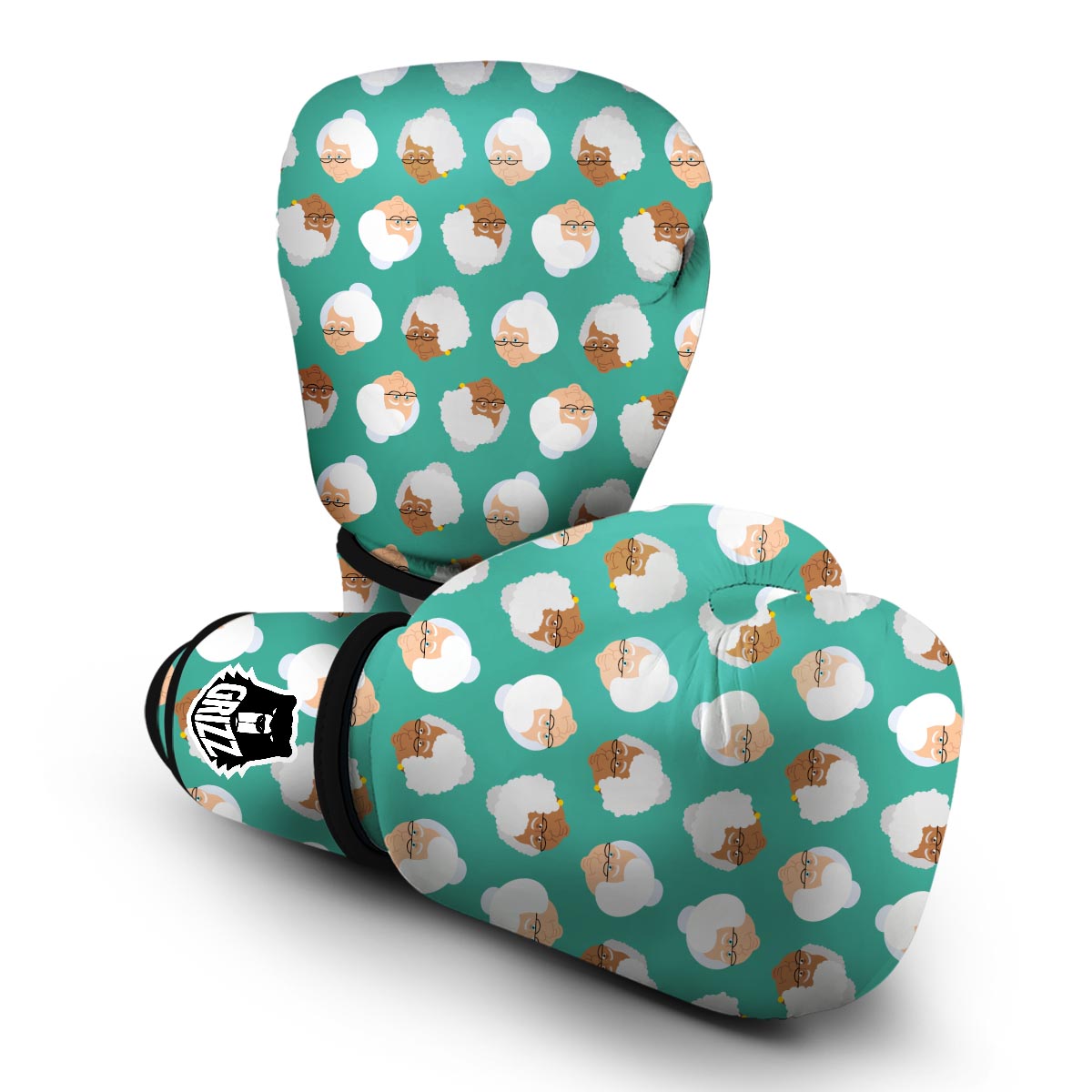 Grandma Nana Print Pattern Boxing Gloves-grizzshop