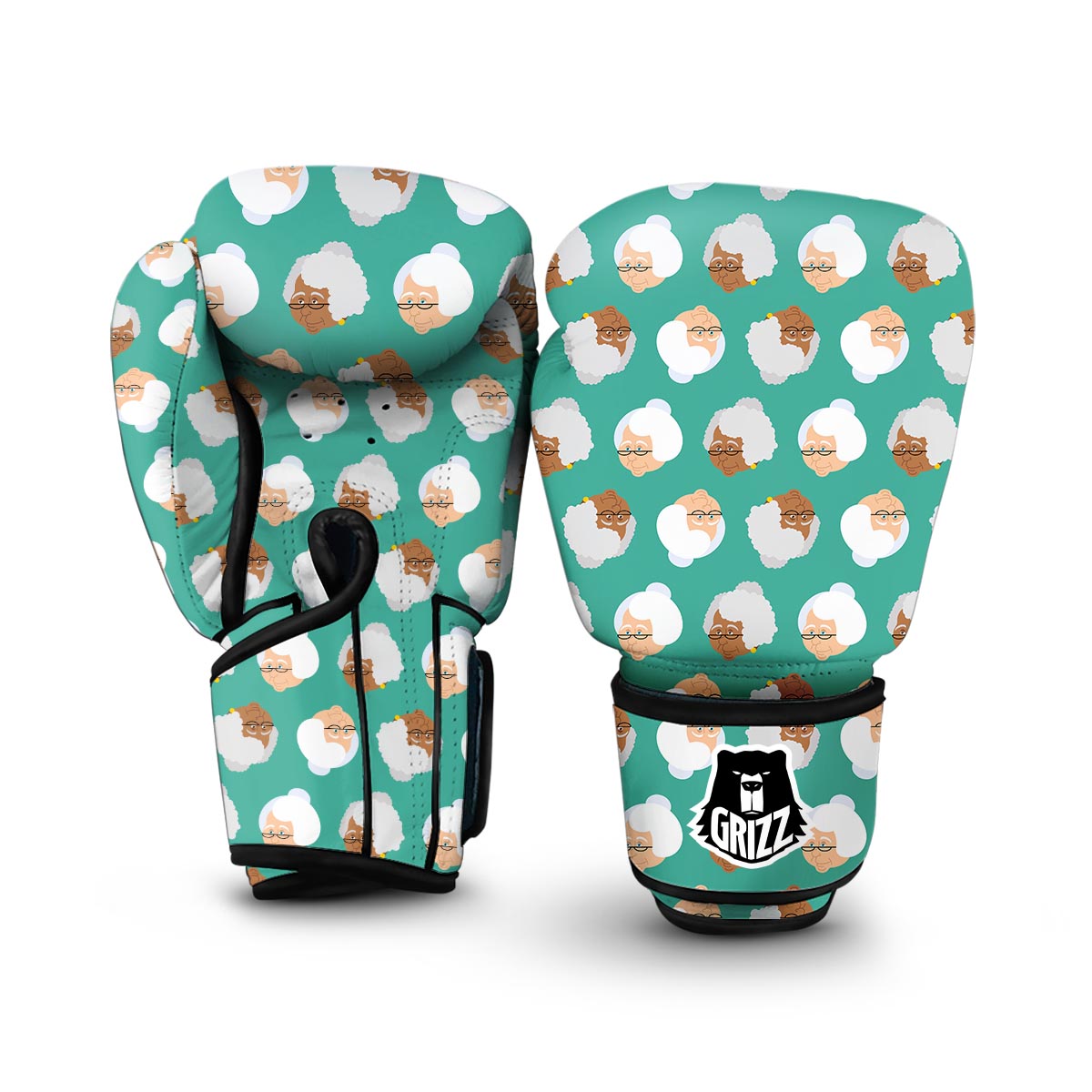 Grandma Nana Print Pattern Boxing Gloves-grizzshop