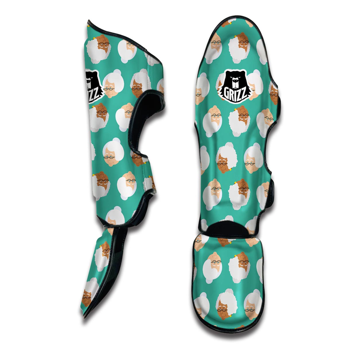 Grandma Nana Print Pattern Muay Thai Shin Guards-grizzshop