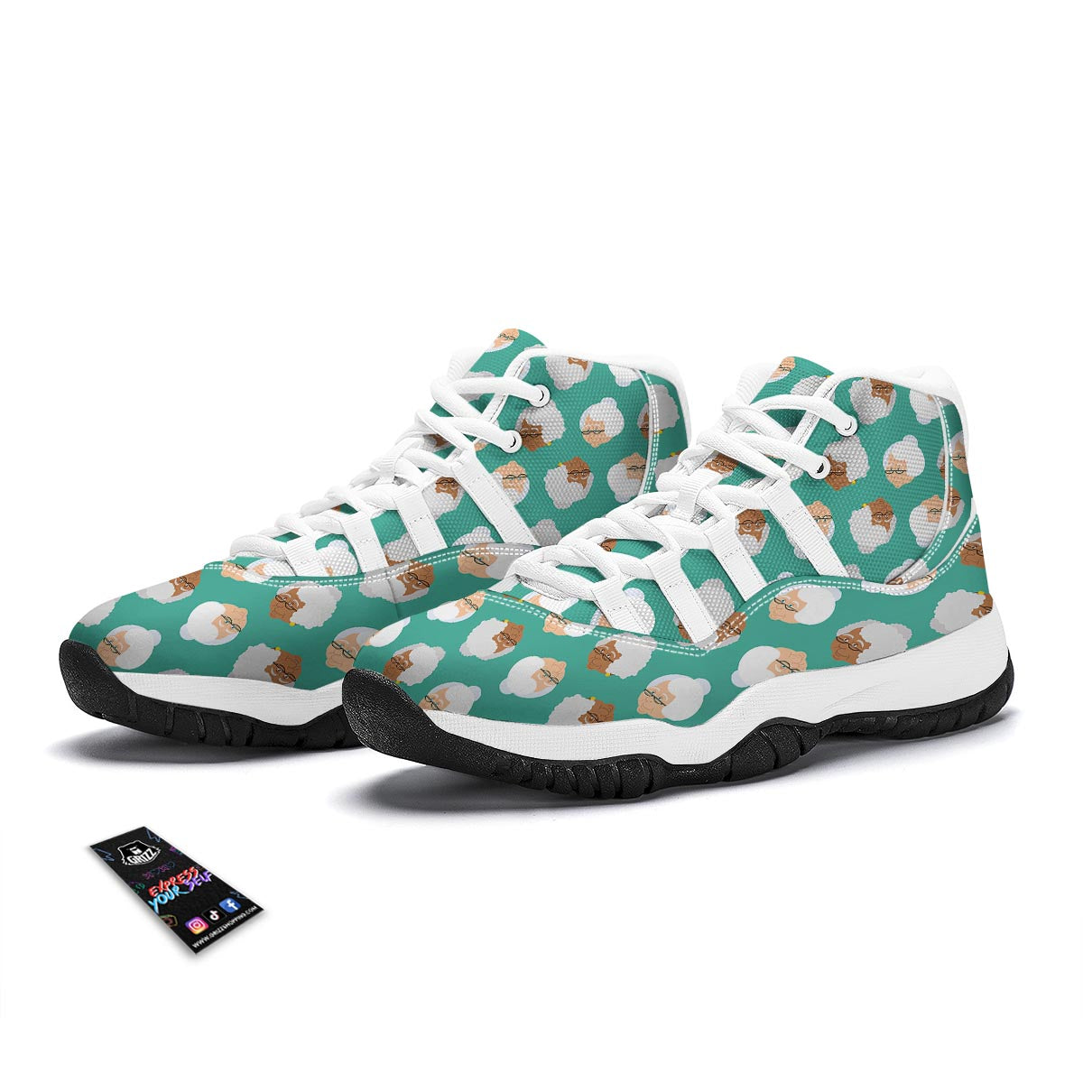 Grandma Nana Print Pattern White Bball Shoes-grizzshop