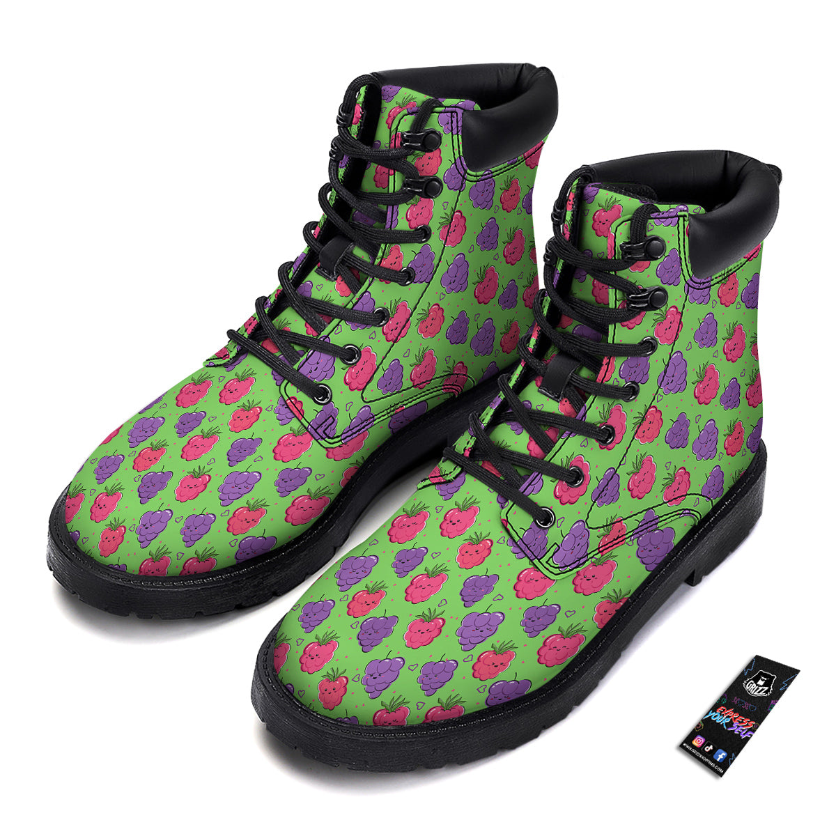 Grape Cute Print Pattern Boots-grizzshop