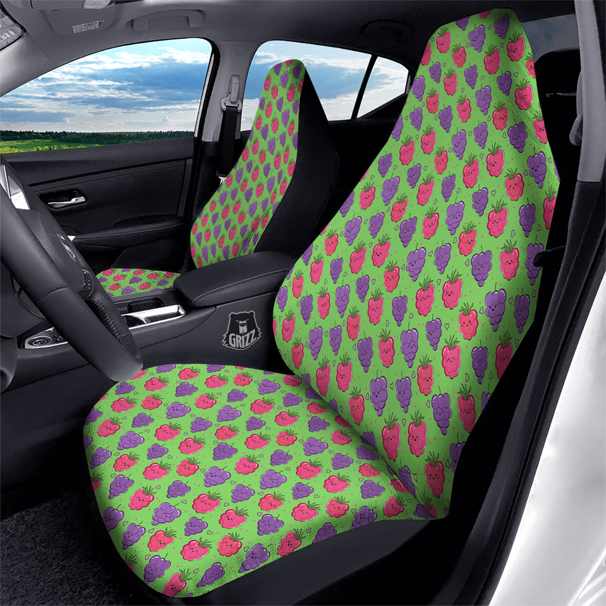 Grape Cute Print Pattern Car Seat Covers-grizzshop